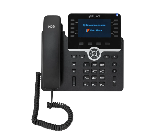 ФЛАТ-ПРО FLAT-PHONE B10P, ip-телефон для бизнеса (20 SIP-аккаунтов, 2 порта 10/100/1000BASE-T (RJ-45), ЖК-дисплей, PoE, адаптер питания 220В)